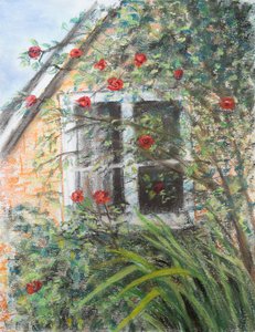 Roser over vinduet, 2022 (pastel) af Margo Starkey