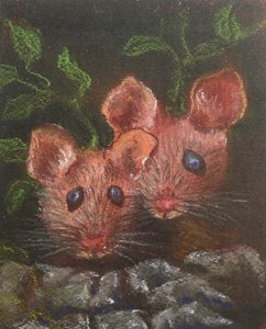 To små mus, 2020 (pastel) af Margo Starkey