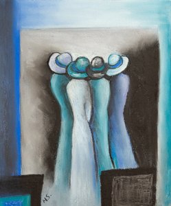 Hviskende damer, 2022 (pastel) af Margo Starkey
