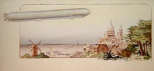 The Spiess Zodiac Airship, udgivet af Mabileau, Paris af Marguerite (fl.1909 14) Montaut