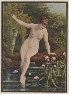 Badet (farve litho) af Marguerite Arosa