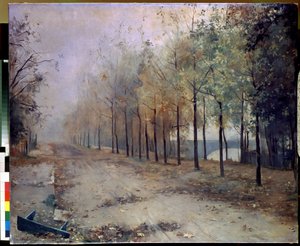 Efterår (Autumn). Maleri af Maria Konstantinovna Bashkirtseva (1860-1884). Olie på lærred, 97 x 117 cm, 1883. Russisk kunst, landskab fra det 19. århundrede. Det russiske statsmuseum, Sankt Petersborg.