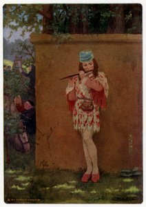 Chaucers Canterbury Tales: "Sang han, eller fløjtespillede, hele dagen lang" (farve litho)