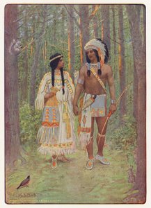 Illustration til Hiawatha af Longfellow (farvelitografi) af Maria Louise Kirk