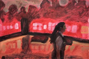 Chambre Cramoisie, 2019 (olie på papir)
