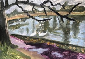 Lac du Bois de Boulogne, 2019 (olie på papir)