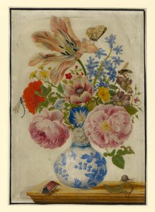 Kinesisk vase med roser, valmuer og nelliker af Maria Sibylla Merian