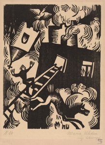 Brændende hus, 1918.
