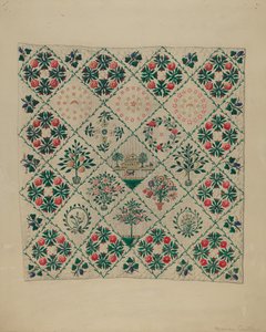 Broderet applikationsdyne af Marian Curtis Foster