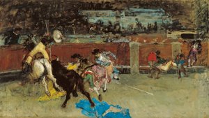 Tyrefægtning. Wounded Picador - Fortuny, Maria (1838-1874) - ca 1867 - Olie på lærred - 80,5x140,7 - Museo Carmen Thyssen, Malaga af Mariano Fortuny y Marsal