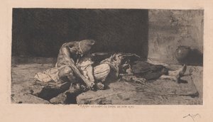 Arabe veillant le corps de son ami (arabisk vogter over sin vens krop) af Marià Fortuny