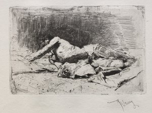 Mand rullende snavs. af Mariano José María Bernardo Fortuny y Carbó
