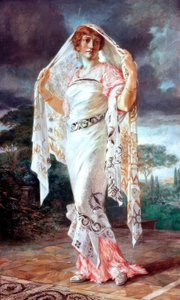 Portræt af Henriette Fortuny i pompejansk klædedragt