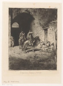 Bewakers van de kasba te Tetouan Casbaha Tetuan Guard (titel på objekt) af Mariano José María Bernardo Fortuny y Carbó