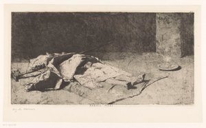 Dødt lig af en kabyler Kabyle mort (titel på objekt) af Mariano José María Bernardo Fortuny y Carbó
