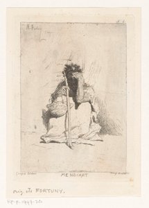 Siddende tigger med stok Mendiant (titel på objekt) af Mariano José María Bernardo Fortuny y Carbó