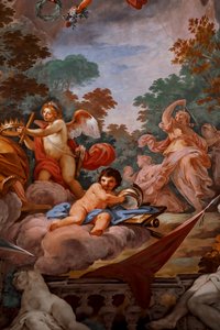 Romulus bliver budt velkommen i Olympus af Jupiter. Detalje af "Apotheosis of Romulus" 1775 -1779, fresco
