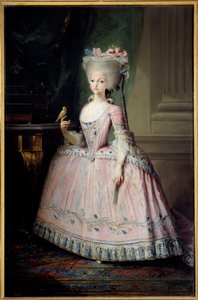 Fodportræt af Carlota Joaquina (1775-1830) Infante of Spain and Queen of Portugal Maleri af Mariano Maella (1739-1819) (ec.esp.) 1700-tallet søn. 1,77x1,16 m Madrid, Museum of Prado - Portræt i fuld længde af Charlotte Joaquina (1775-1830) Prinsesse af af Mariano Salvador de Maella