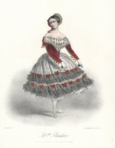 Den belgiske balletdanserinde Adeline Plunkett i La Manola de la Favorite, c1860 (farve litho) af Marie Alexandre (after) Alophe