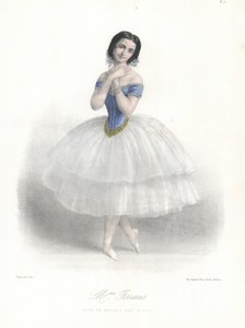 Den italienske balletdanserinde Amalia Ferraris i Ballet des Elfes ved Paris Opera, c1860 (farve litho) af Marie Alexandre (after) Alophe