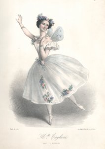 Den italienske balletdanserinde Marie Taglioni i sin far Filippo Taglionis ballet Le Sylphide på Paris Operaen af Marie Alexandre (after) Alophe