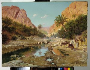 El Kantara-kløfterne i det sydlige Algeriet (olie på lærred) af Marie Dominique Siciliano
