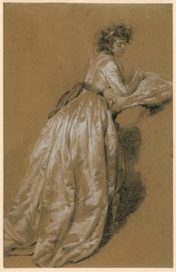 Stående kvinde i hvid kjole af Marie Françoise Constance Mayer