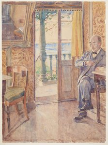 Maleren Tom Petersen, siddende i en veranda