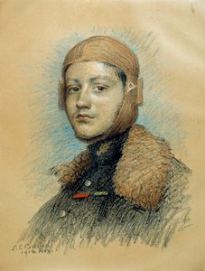Portræt af Georges Guynemer (1894-1917), fransk krigspilot. Tegning af februar 1916. Tegning af Marie Louise Catherine Breslau (1856-1928) ec.suis.