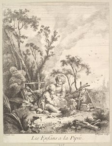 Børn, der fanger fugle. af Marie Madeleine Igonet