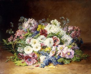 En pragtfuld buket af forskellige blomster, ca. 1861