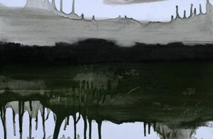 Usynligt landskab, 2023 (olie og kul på papir) af Marina Falco