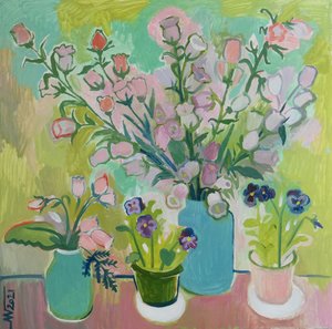 Farverige blomster i stilleben af Marina Gorkaeva