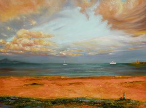 Havlandskab med orange himmel