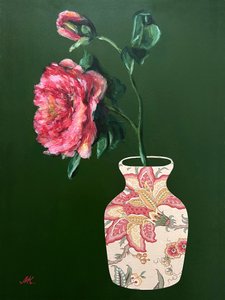 Vase med livlige lyserøde blomster af Marina Kozyr