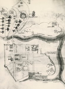 Kort over Jerusalem, fra Korsets troendes hemmeligheder (Liber Secretorum Fidelium Crucis) af Marino the Elder (after) Sanuto