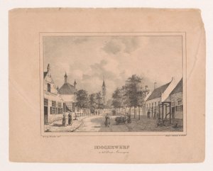 Landsbyudsigt i Amerongen Hoogerwerf i landsbyen Amerongen (titel på objektet) af Marinus Adrianus van Straten