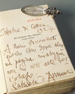 Sølvbogmærke med udsmykket håndtag, håndlavet graveret med naturmotiver og Gabriele D