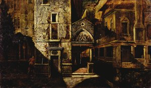Et hjørne i Venedig, af Mario de Maria, pseudonym for Marius Pictor (1852-1924), olie på panel, 39,5x66,5 cm af Mario de (1852 1924) Maria