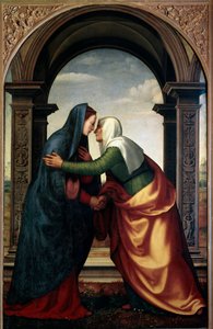 The Visitation of St. Elizabeth til Jomfru Maria (olie på panel