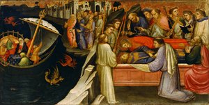 Predella-panel, der repræsenterer scener fra legenden om Saint Stephen, 1408