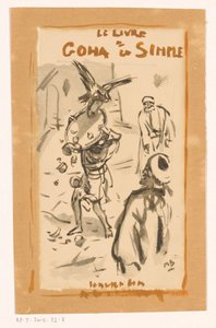 Mand med bakke angrebet af en rovfugl Le livre Goha le Simple (titel på objekt) af Marius Bauer (signed by artist)
