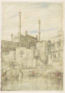 Ved Ganges-floden ved Benares af Marius Bauer