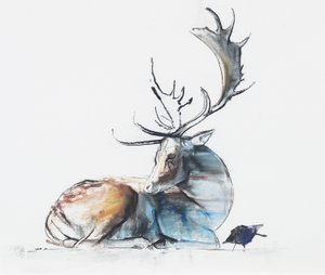 Buck and Bird, 2006 (charcoal und conte på papir)