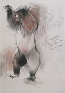 Grizzly, 1995 (kul, grafit og conte på papir) af Mark Adlington