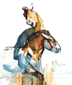 Paleolithic (Przewalski), 2013 (sennelier blæk, akvarel og gouache) af Mark Adlington
