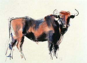 Red Bull, 1998 (grafit, conte og trækul på papir) af Mark Adlington