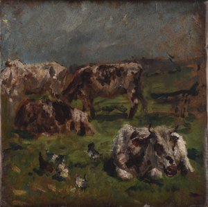 Køer og høns, ca. 1880