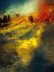 En vintereftermiddag ved Calke Abbey, 2016 (mixed media)