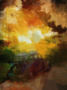 Tidlig morgen ved Melbourne, Derbyshire, 2016 (blandede medier) af Mark Gordon